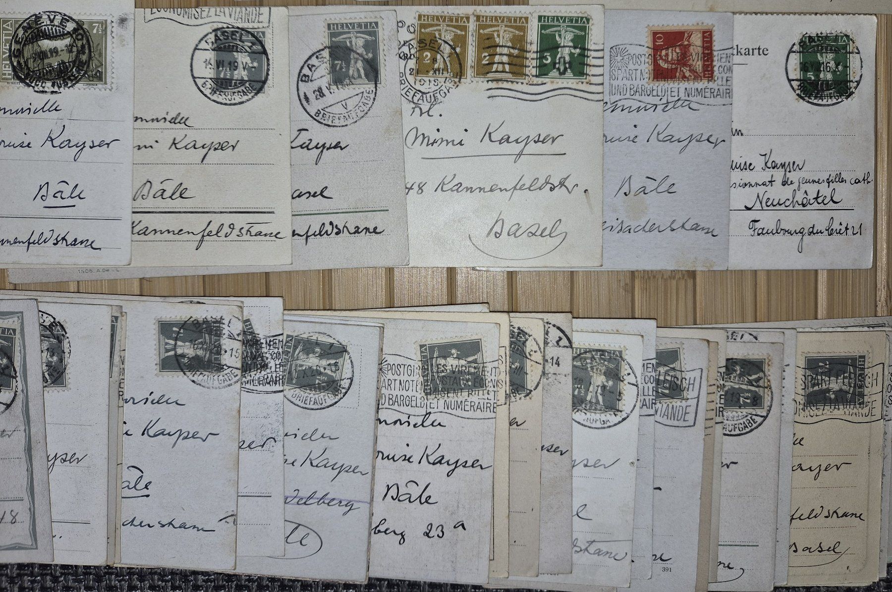 Cartoline postali: 58 antike Postkarten 1917 - 1922 mit Schweizer Marken – Usato da Basel venduto da Kurioses 7