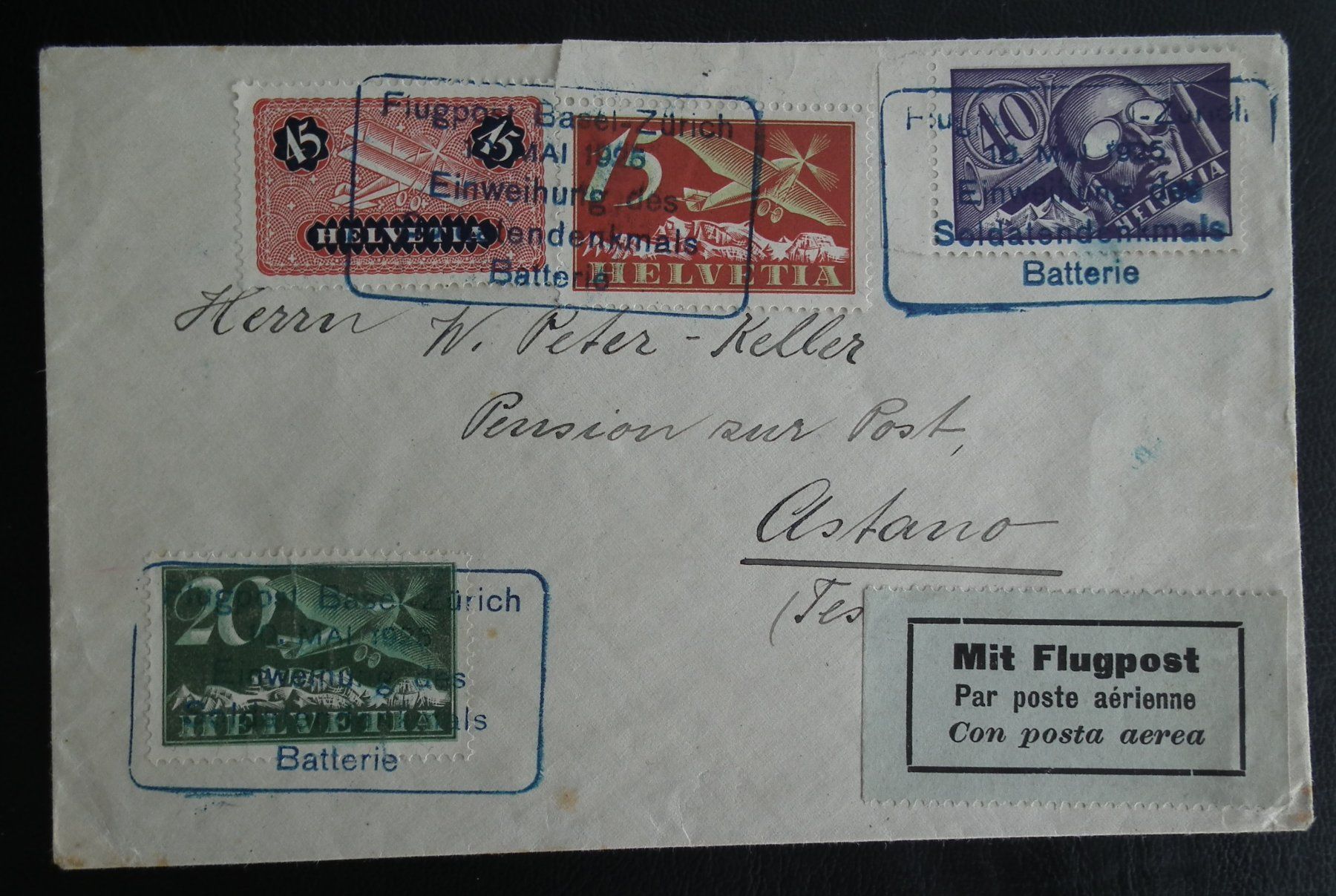 Tous les timbres: 1925 spezieller Flugpost Brief nach Astano TI – D'occasion à Kriens par WULLU99