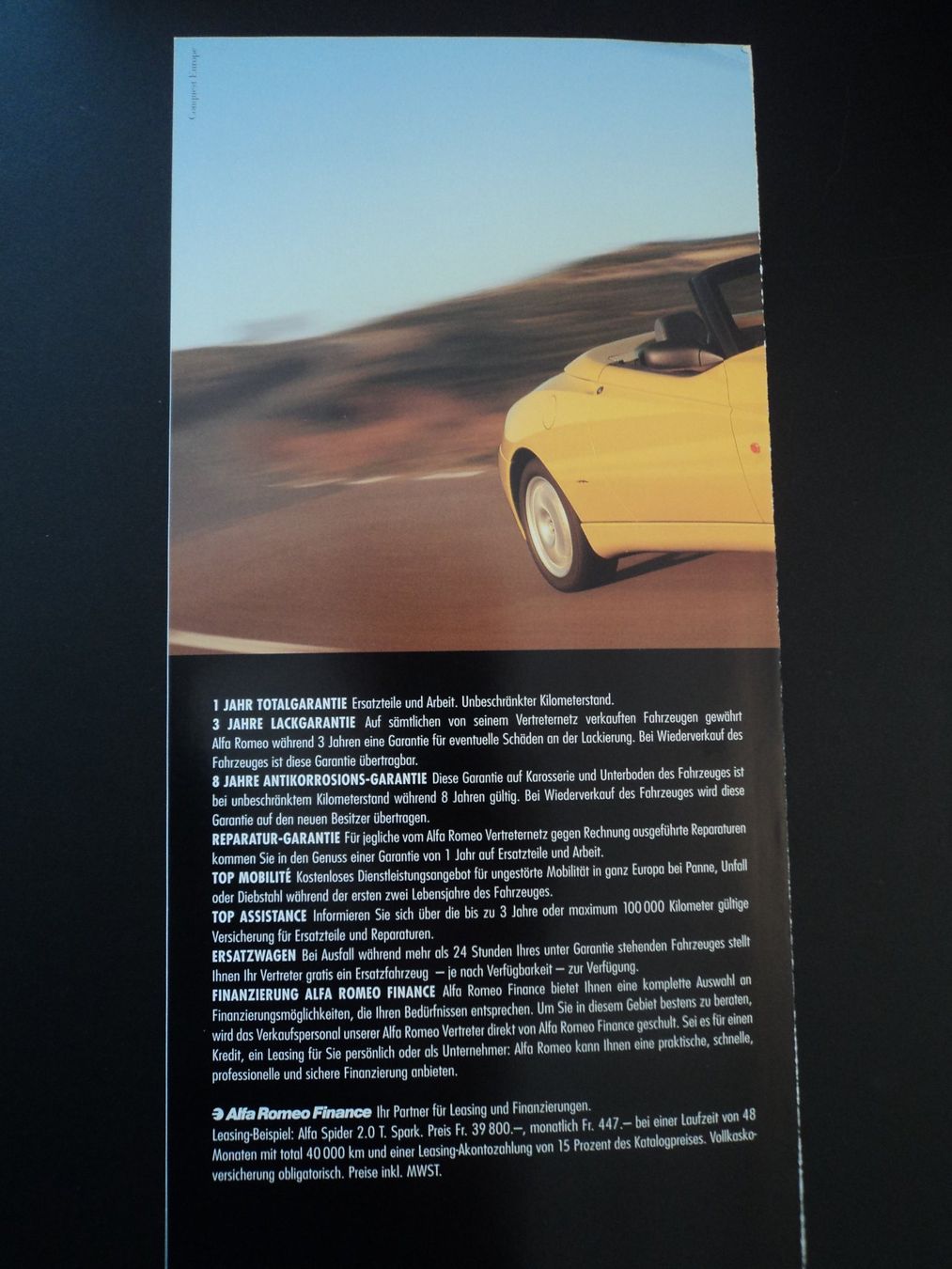 Alfa Romeo Documenti: Prospekt Preisliste Alfa Romeo Spider 1998 – Usato da Schwarzenburg venduto da modelCARama 3