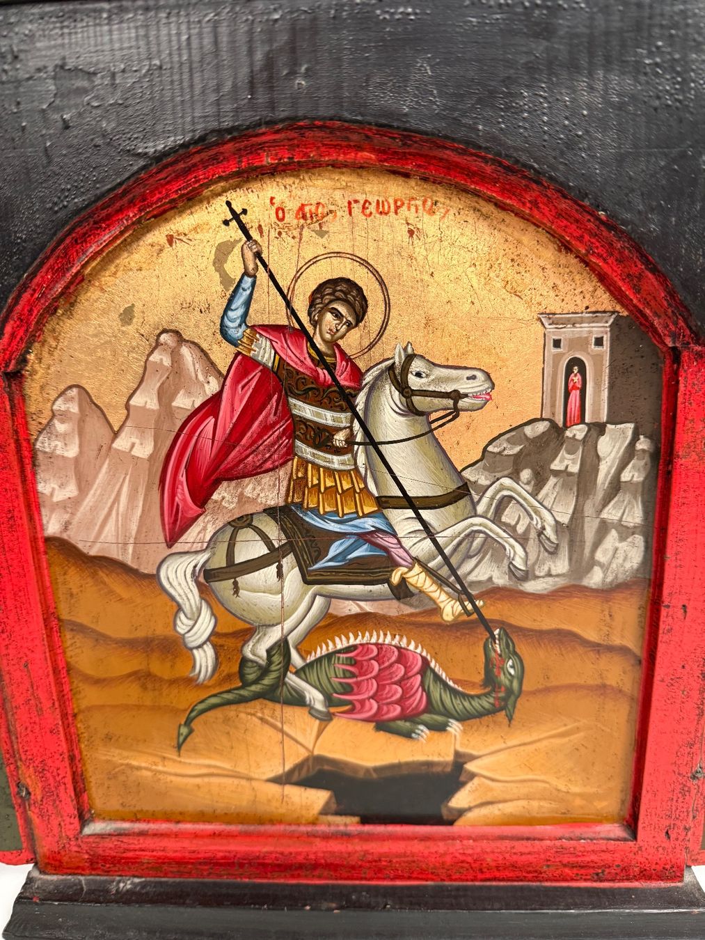 Foto & Immagini: Orthodoxe Ikone Triptychon Hl. Georg Holz Klappaltar – Usato da Itingen venduto da uhu777