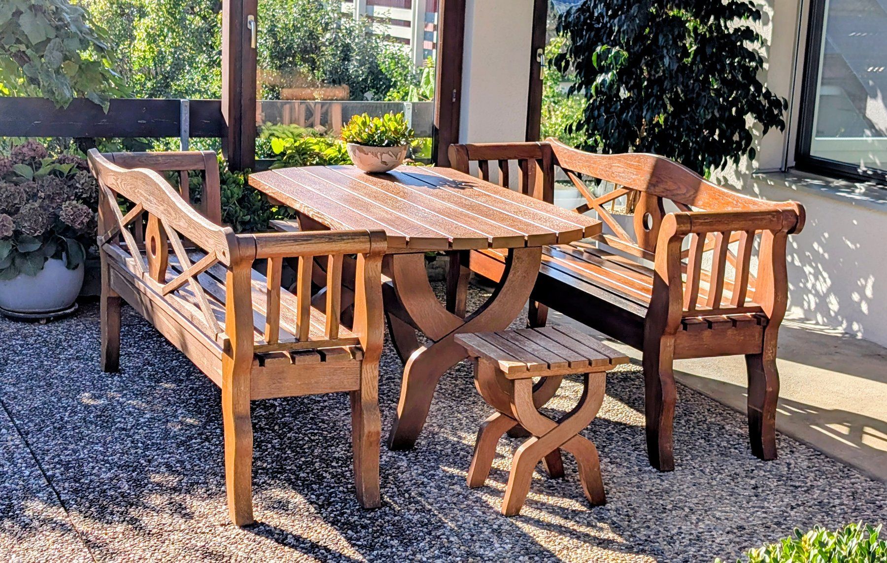 Tavoli: Gartentisch und Sitzbänke Eiche massiv – Usato da Oberhof venduto da rafael_r 2