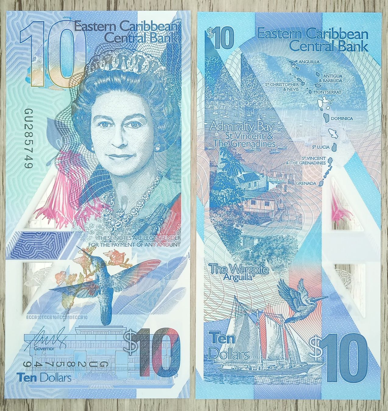Banknoten: Eastern Caribbean 10 Dollars Polymer UNC _2 – Neu (gemäss Beschreibung) aus Cousset von Patricio77