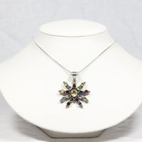 Pendentif SOLEIL Multi-Gemmes & Argent 925 – 40mm – NEUF