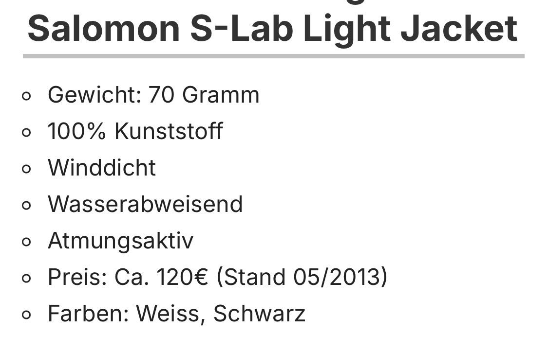 Salomon Giacche: Salomon S-Lab Herrn Grösse S – Nuovo (secondo la descrizione) da Möhlin venduto da Solmari74 3