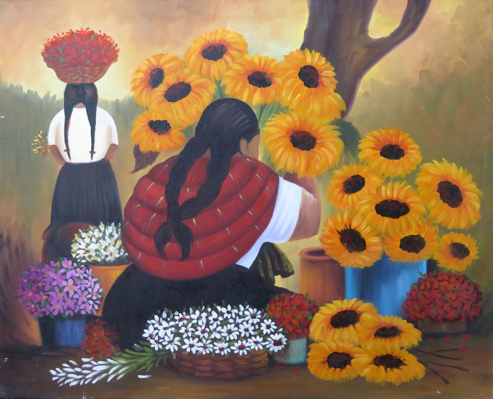 Gemälde: Acryl- / Ölgemälde "Blumenmarkt" nach E. Millones, 100x79 cm – Gebraucht aus Oberriet SG von ganesh435