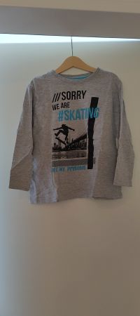 Langarmshirt Hellgrau Skating Skateboard Gr. 128