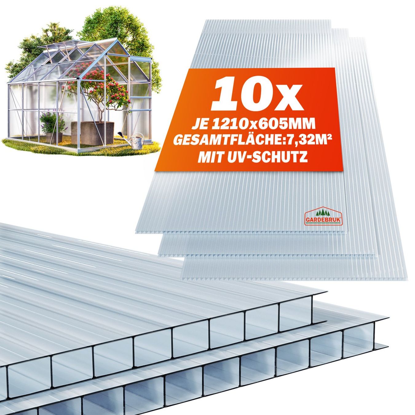 Casette da giardino & serre: Hohlkammerplatten 10x Polycarbonat 6mm 6 Pack a 10Stk. – Nuovo e nell'imballaggio originale da Gommiswald venduto da deenniiss1992