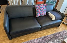 Sofa Bettsofa Leder Schwarz