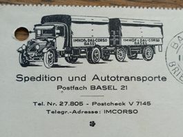 Werbe Geschäfts Karte Spedition & Autotransporte Basel 1935