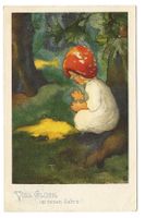 Künstlerin: Mili Weber No 20 Neujahr Pilz-Kind im Wald 1920
