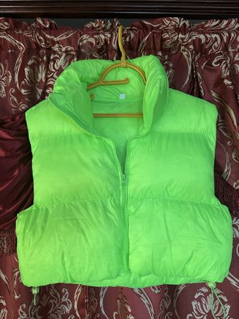 Weste, wattiert, neon grün, L, neu