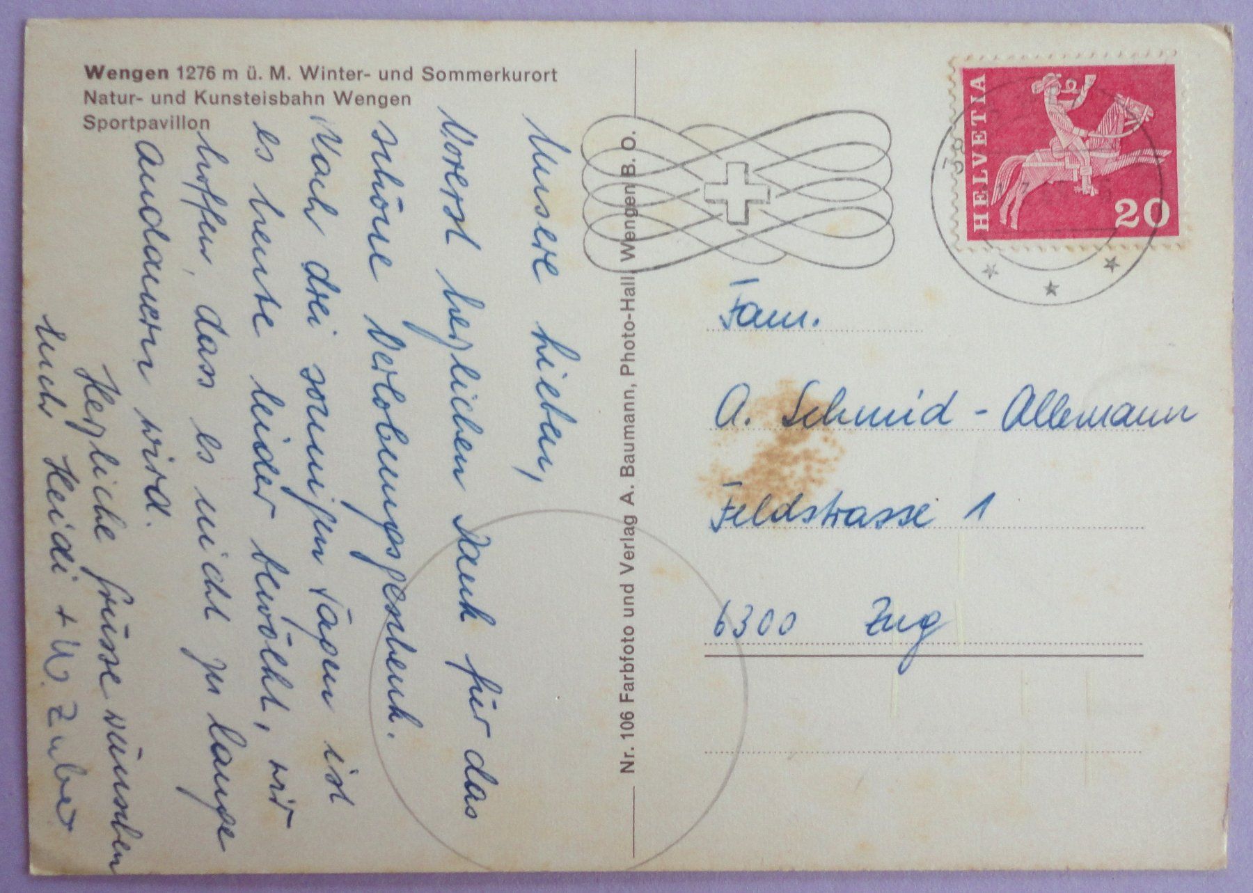 Cartoline postali: Wengen 1276 m ü.M. – Difettoso da Fétigny venduto da Billy2miny 1