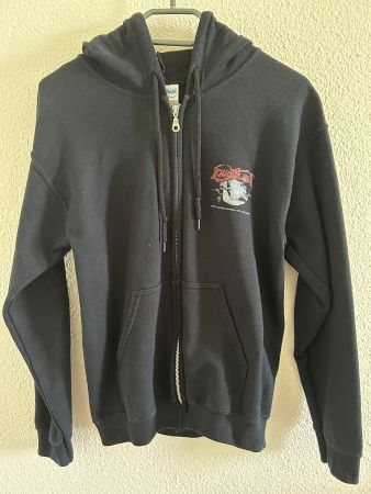Schwarze Kapuzenjacke mit Reissverschluss, Grösse M