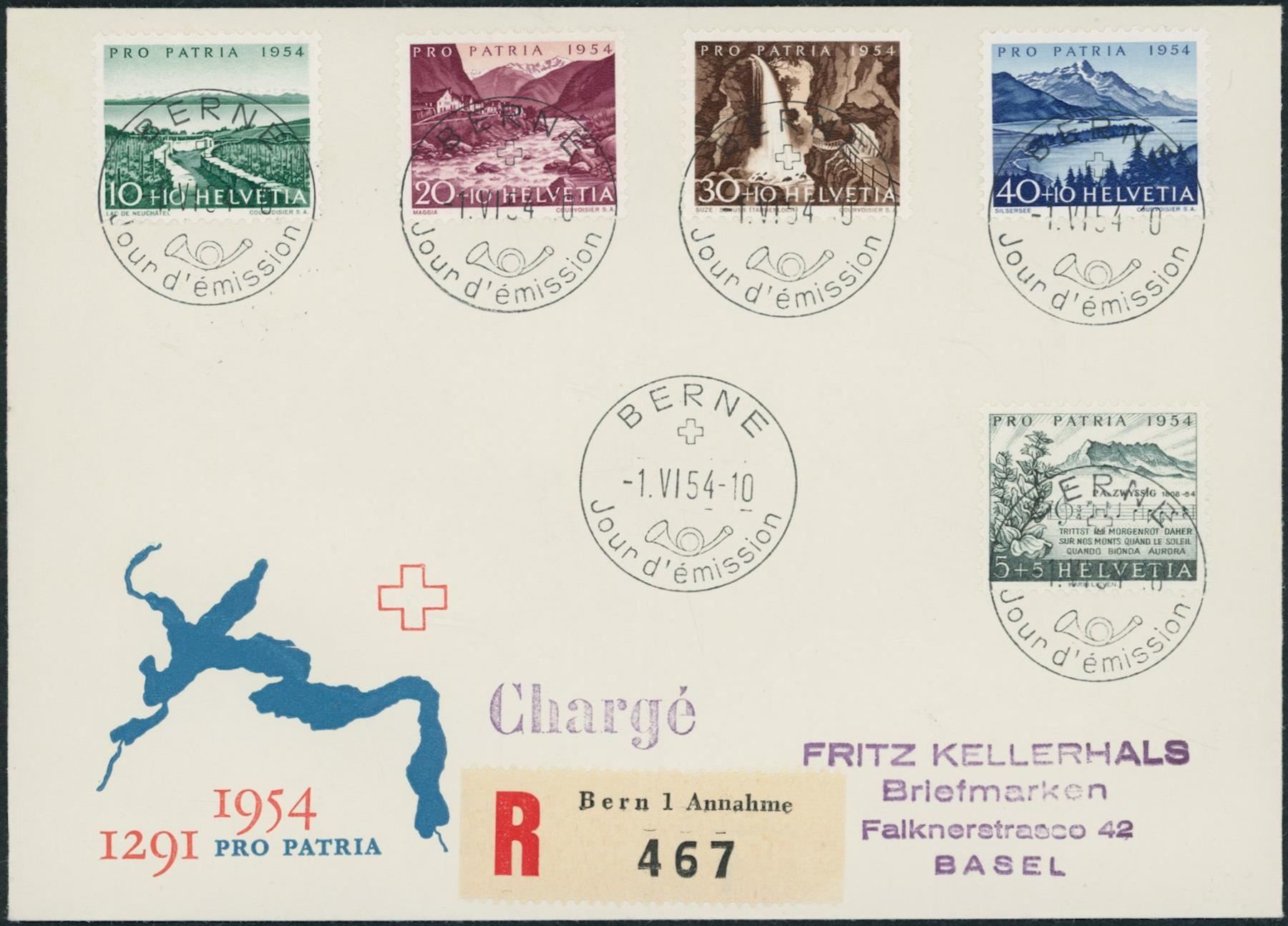 Tutti i francobolli: 1954 - Pro Patria - R FDC ET – Usato da Schindellegi venduto da leecollect 1