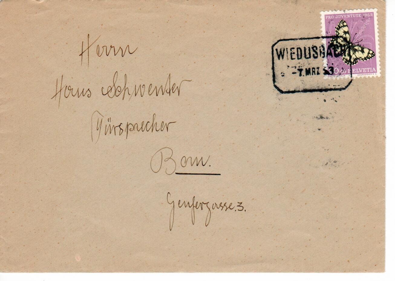 Tous les timbres: Brief, Wiedusbach 1953 – D'occasion à Wolhusen par Curver9