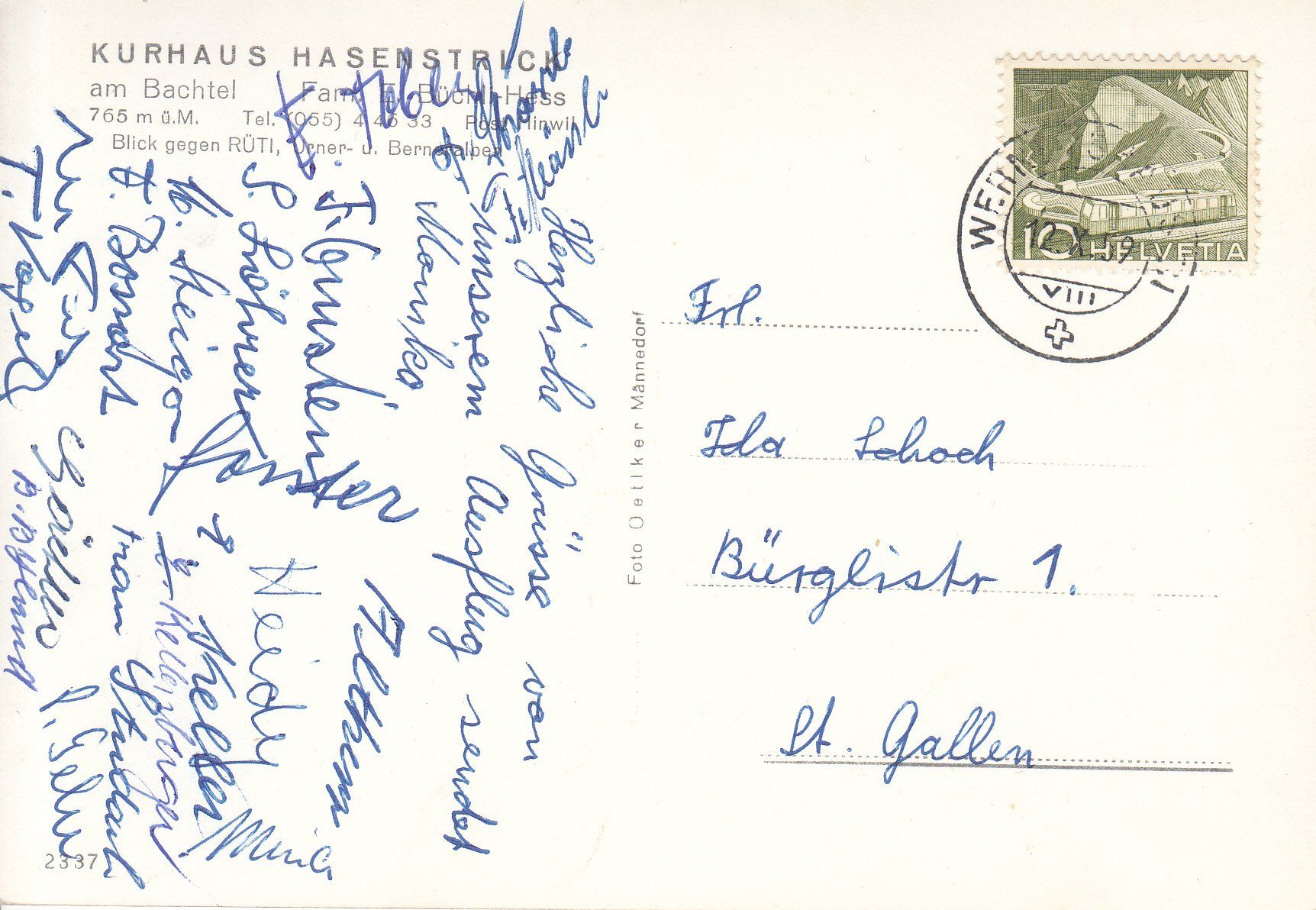 Cartoline postali: Hasenstrick (gegen Rüti) 1959 – Usato da Bürglen TG venduto da StampGraf 1