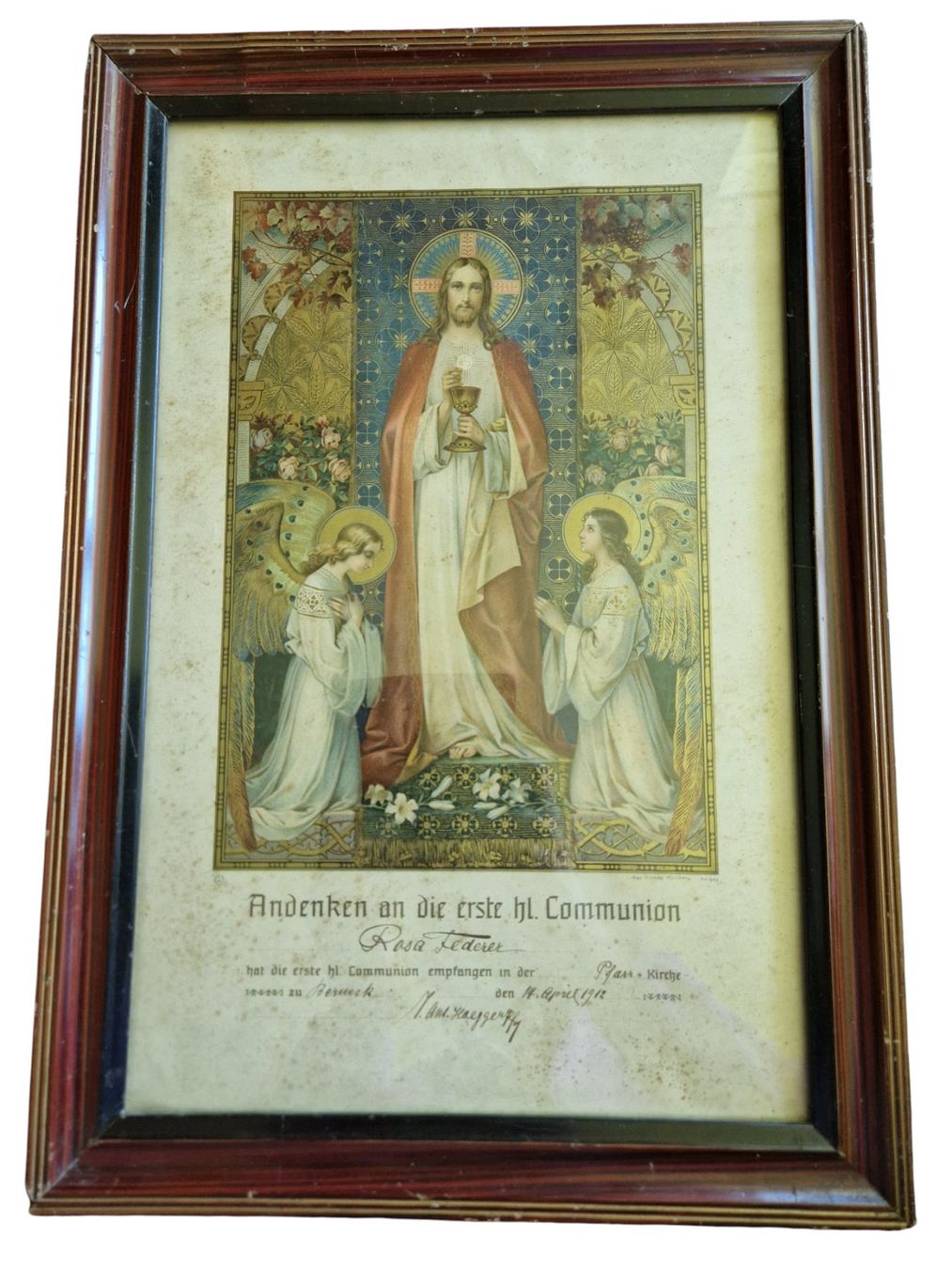 Grafica & Litografie: antike Lithographie Andenken hl. Communion – Usato da Mörschwil venduto da antiksalon21 1