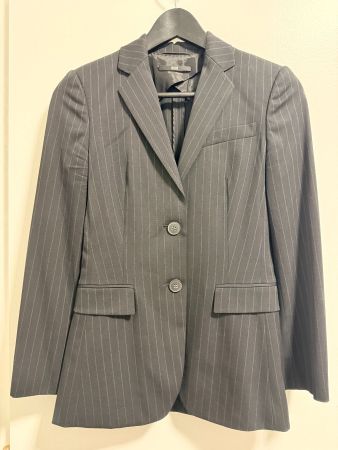 HUGO BOSS Tailleur Femme Laine Vierge Rayé Noir