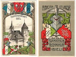 2 Karten Turnverein Technikum Biel - gelaufen 1907 und 1912