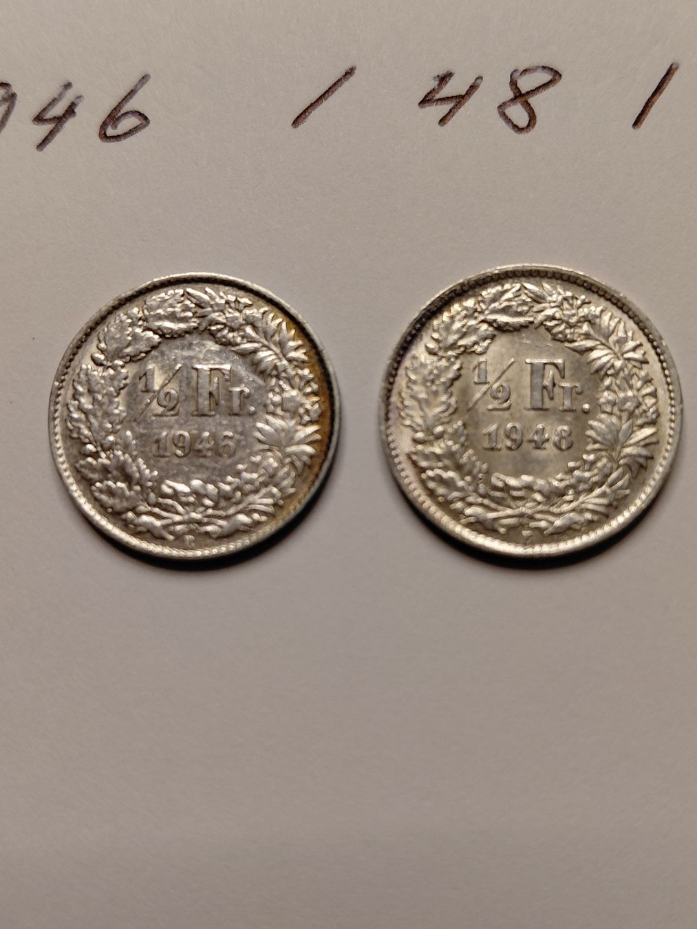 Toutes les monnaies: 3x 50 Rappen silber 1946, 48, 50 – D'occasion à Bonaduz par topolino052 1