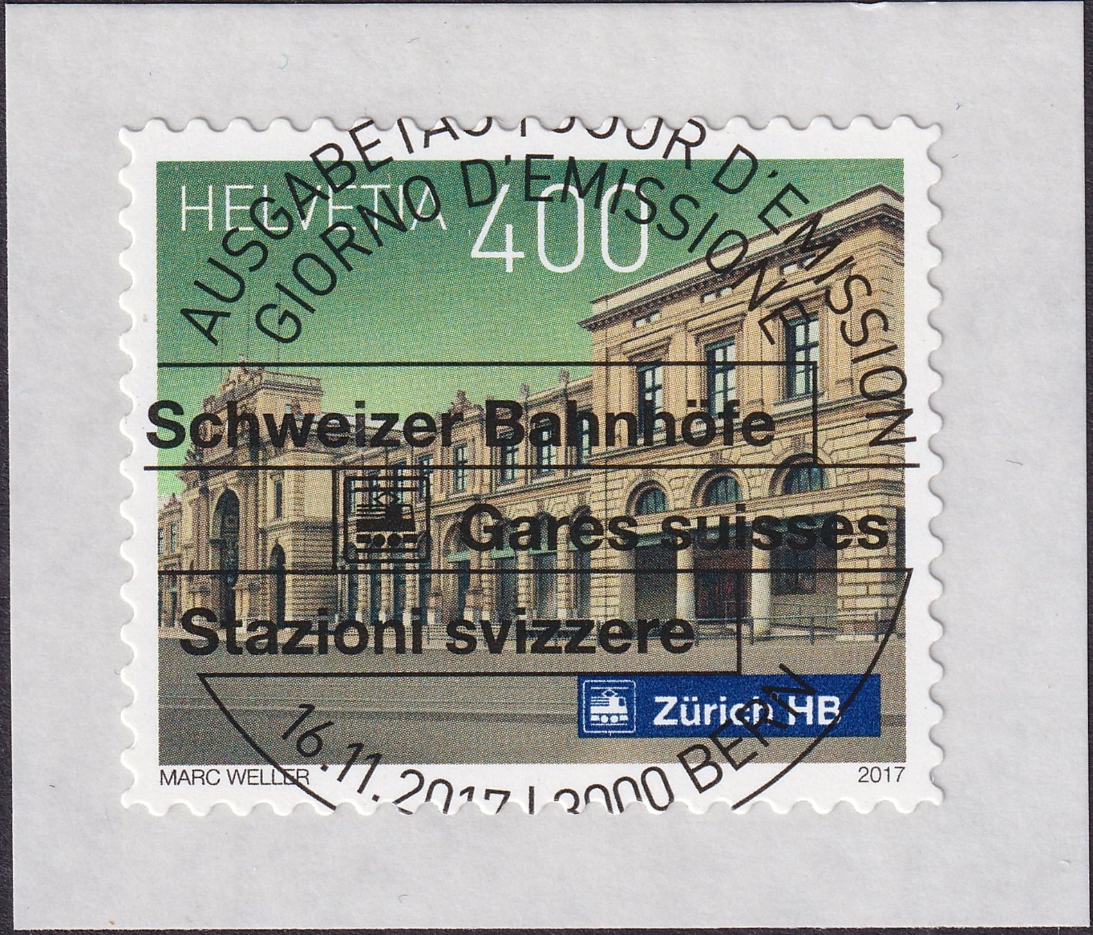 Tutti i francobolli: 2017, Nr.1660 Bahnhöfe mit Ersttags-Voll-Stempel. – Usato da Sursee venduto da Luzernerraute