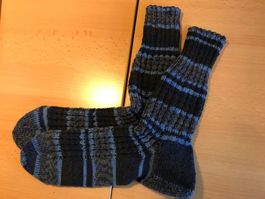 Herrensocken Gr. 40/41 blau/grau Wolle