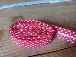 Schrägband Baumwolle rot gepunktet 1.97m