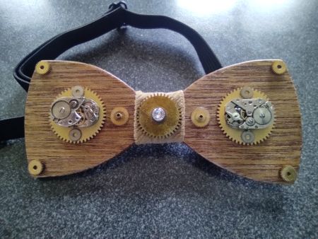 Handmade Steampunk Wooden Bow Tie / Fliege / Masche