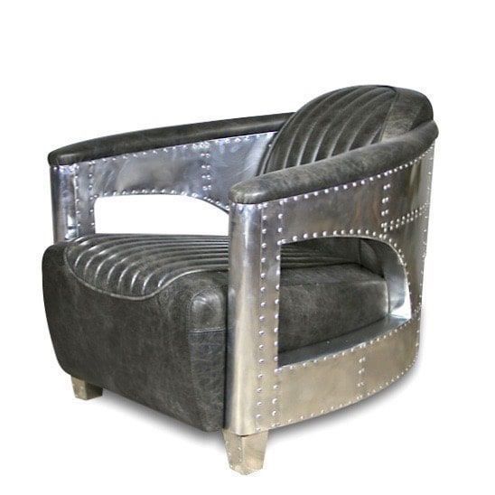 Poltrone: Fauteuil Aviateur "Chuck" Cuir gris – Nuovo e nell'imballaggio originale da Cressier FR venduto da Cazadeco 1