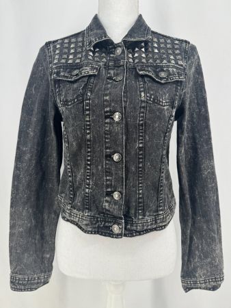 Sleaze TALLY WEIJL Cropped Jacket Jeans Noir Wash Clouté 38