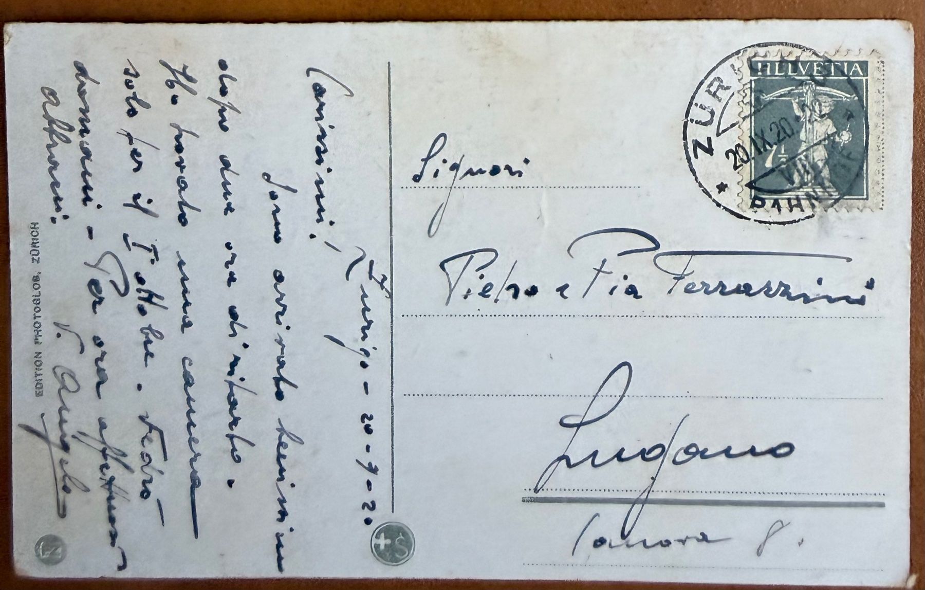 Ansichtskarten: Zürich - Grossmünster 1920 – Gebraucht aus Lutry von Ediego 1