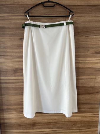 Rock ecru/weiss wadenlang 80cm Gr44