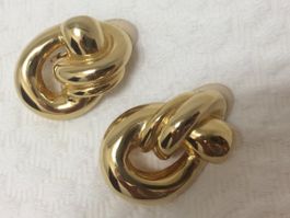 Vintage 1980's-90's Les Bernard Large Gold Knot Clip Earring