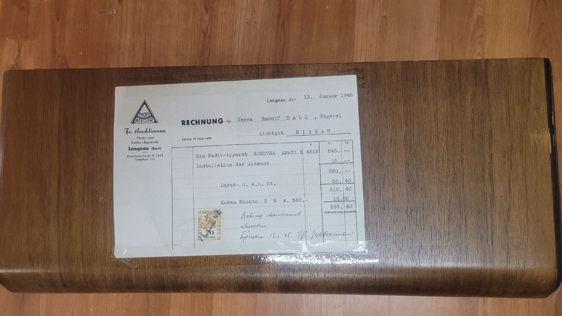 Radio: Radio gekauft 1948 Marke Sondyna – Usato da Langnau i. E. venduto da suedae11 1
