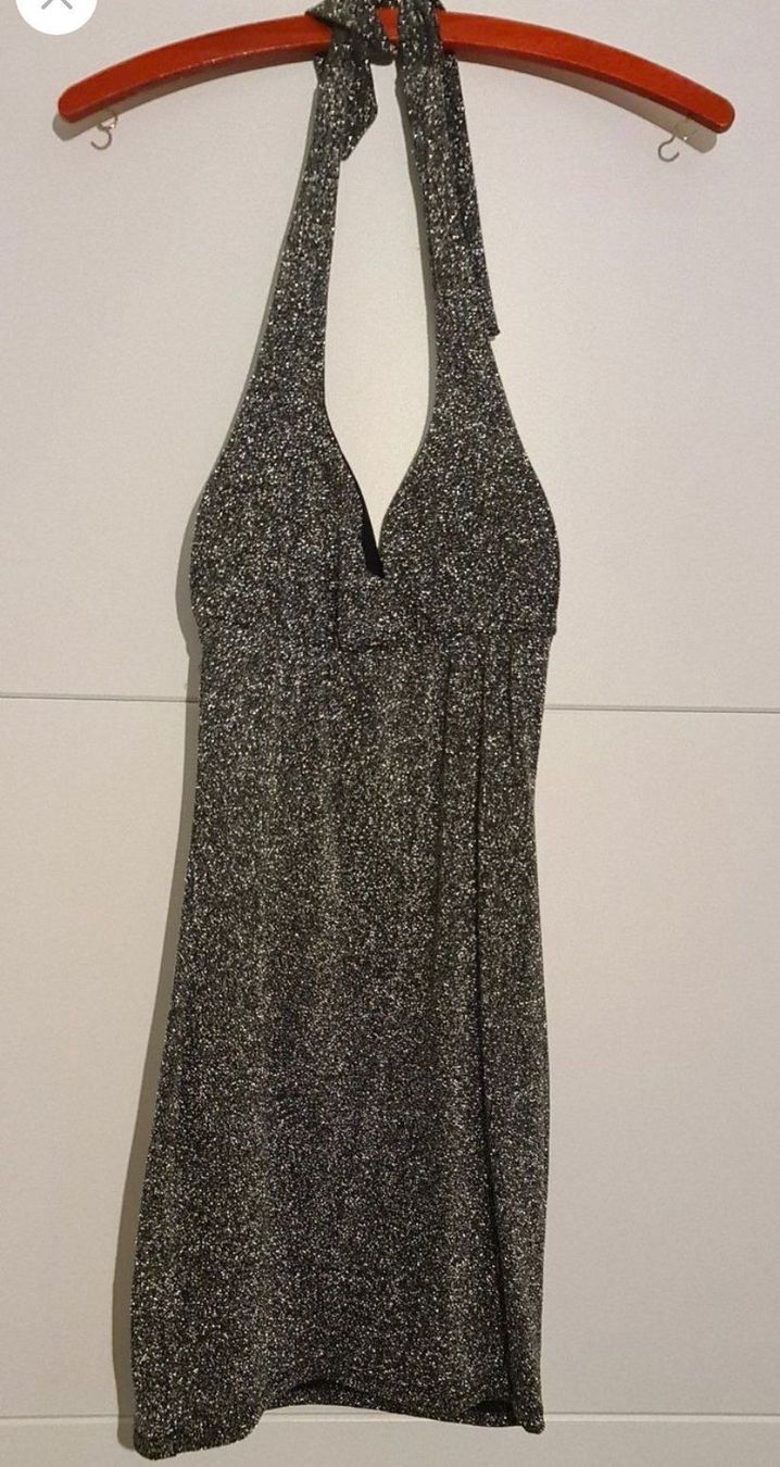 Vestiti: Jolie robe mini viscose stretch glitter argent one size – Usato da Küssnacht am Rigi venduto da CALIFRASQUI