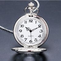 Taschenuhr  in Metall versilbert. Quarz.