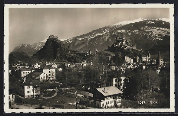 Cartoline postali: AK Sion, Blick auf den Ort, 1934 – Usato da Berlin venduto da bartko-reher