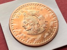 USA Unze Kupfer Mexico Azteken Kalender / Cuauhtemoc