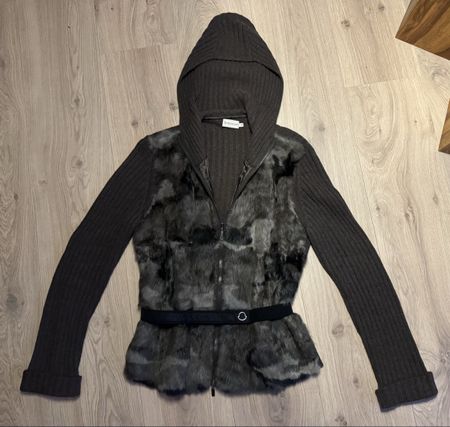 Moncler Strickjacke Cardigan mit Pelzbesatz, Grösse M