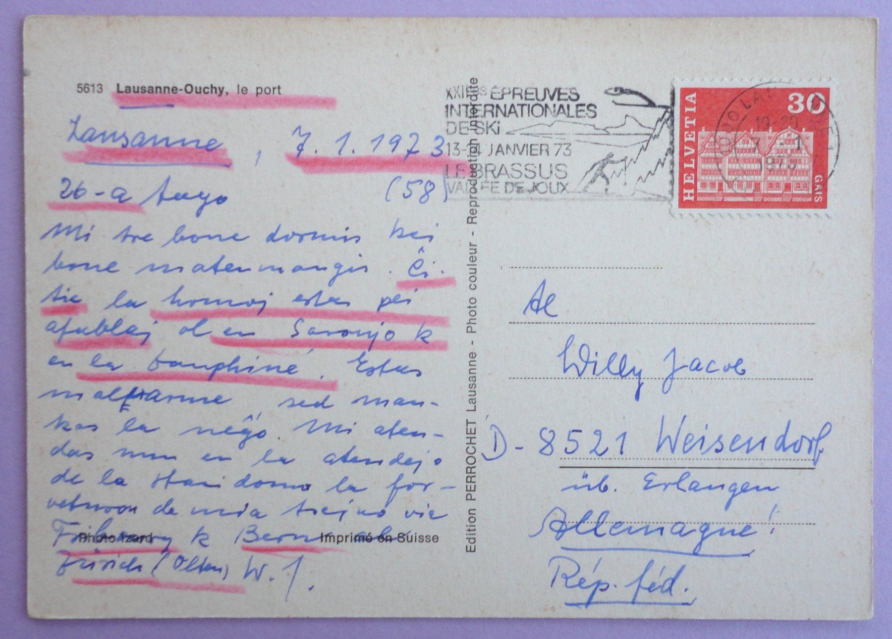 Cartoline postali: Lausanne-Ouchy, le port – Usato da Fétigny venduto da Billy2miny 1