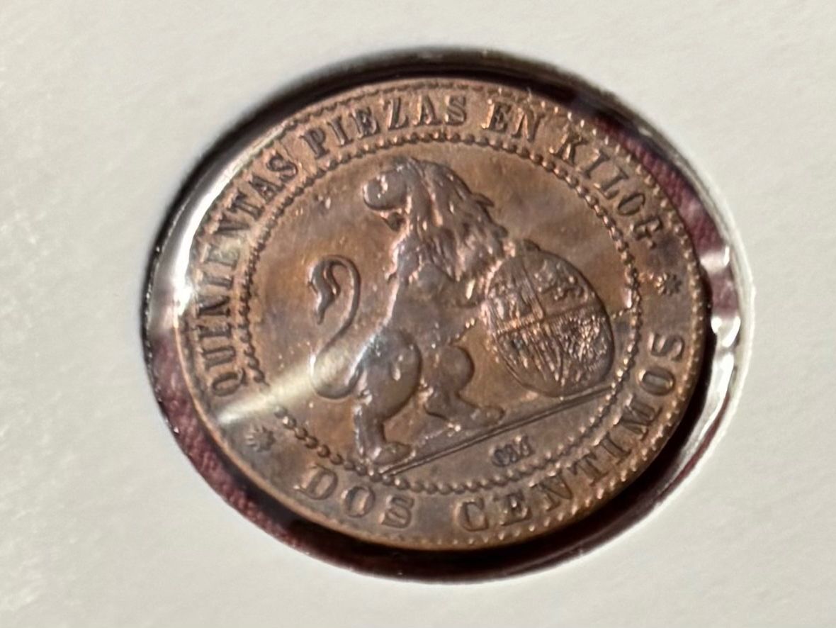 Tutti le monete: Übergangsregierung Spanien 2 Cent. 1870 – Usato da Speicher venduto da CH-Schatzkammer 1