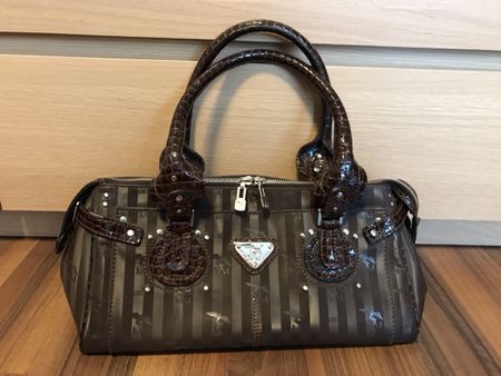 Maison Mollerus Handtasche dunkelbraun/silber