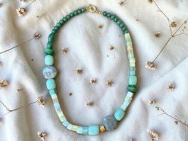Unikat 💎 Kette mit Amazonit, Aventurin, Unakit und Jade