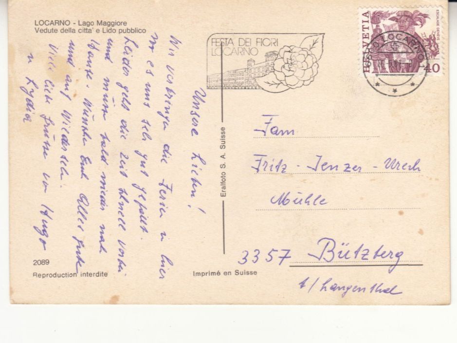 Ansichtskarten: Locarno 1981 – Gebraucht aus Bürglen TG von StampGraf 1
