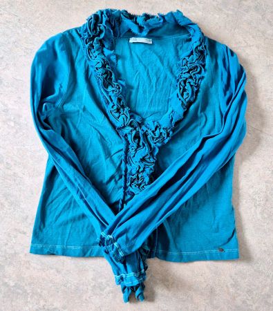 NILE SHIRT BLUSE TUNIKA PULLOVER S 36 TÜRKIS PERTOL SEIDE