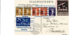 Flugpostkarte, Flugpost Basel - Zürich vom 10. Mai 1925