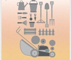 Neues Stanzschablonenset Garten, Rasenmäher