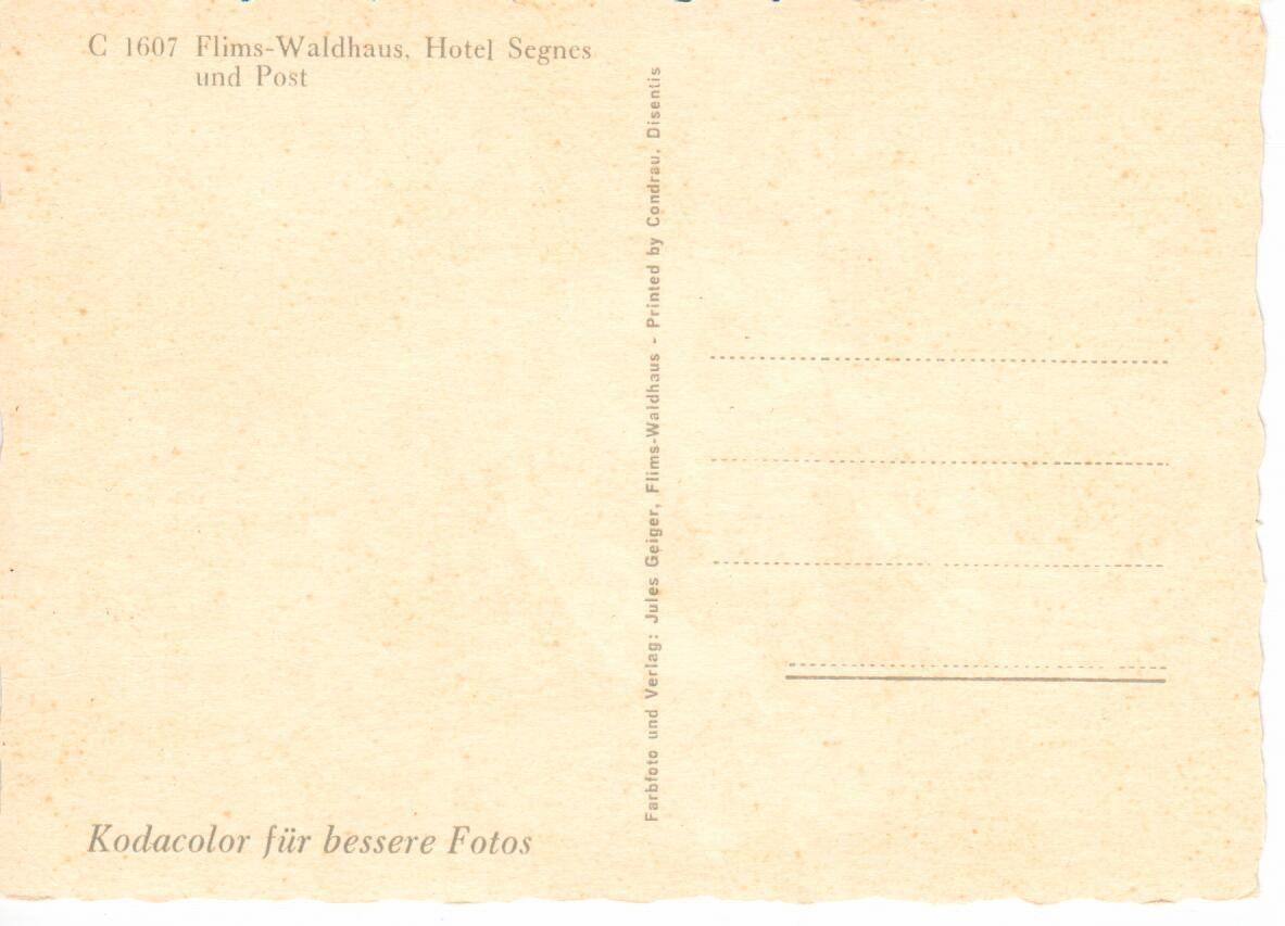 Cartoline postali: Flims Waldhaus Hotel Segnes und Post – Usato da Wolhusen venduto da Curver9 1