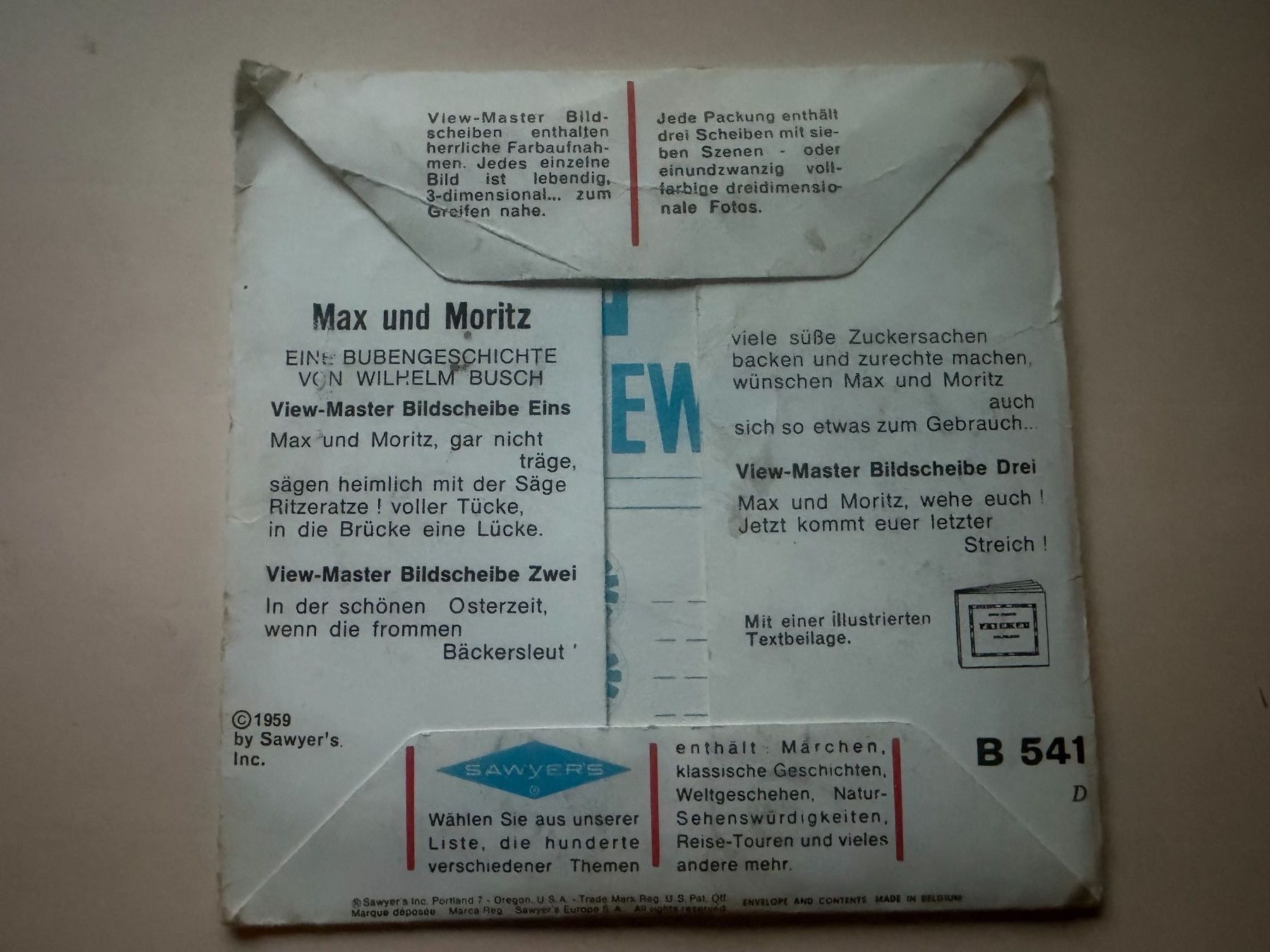 View-master Giocattoli: View-Master 3D: Nr. B 541 MAX UND MORITZ (3 Scheiben) – Usato da Tegerfelden venduto da siebenmacky 1