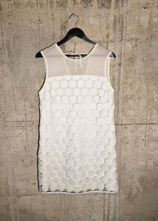 Ana Alcazar Kleid Weiß Spitze Mesh Gr. 42 Elegant Sommer 